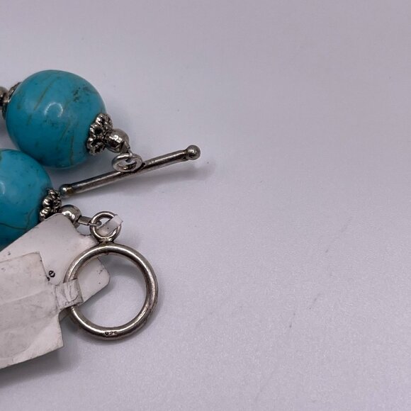 Handmade Genuine Turquoise Beaded necklace Sterling Silver Midwest Amber - Picture 8 of 9